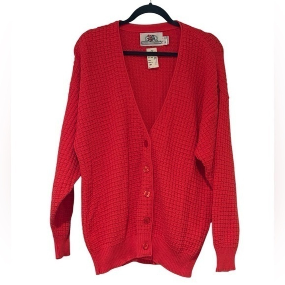 NWT Vintage Pink Waffle American Portait Cardigan L